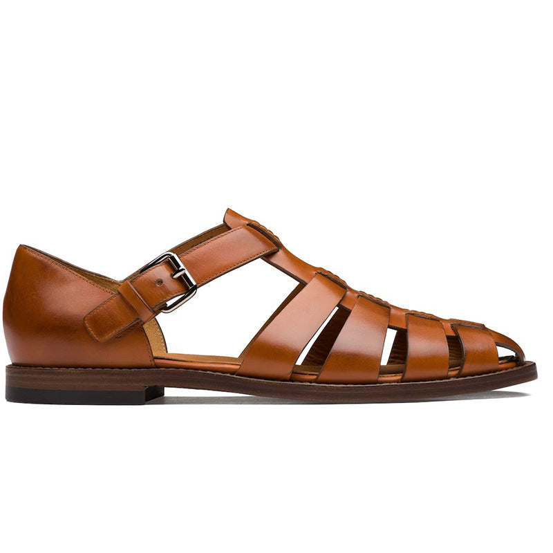 Colorblock Men's Sandal with Stitched Faux Leather