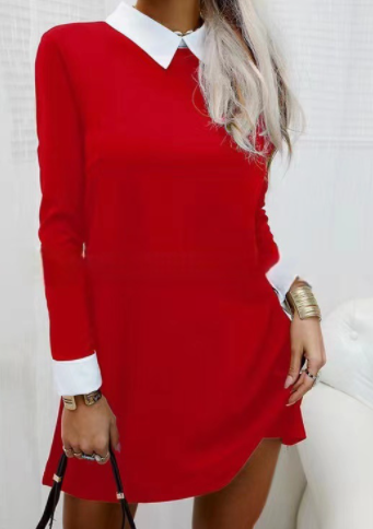Women's Long Sleeve Color Block Dress