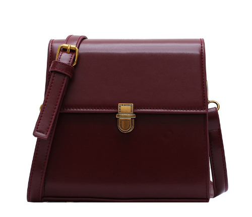 Minimalist Lock Closure Small Square Shoulder Bag