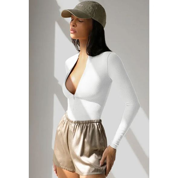 Long Sleeve V-Neck Slim Fit Jumpsuit