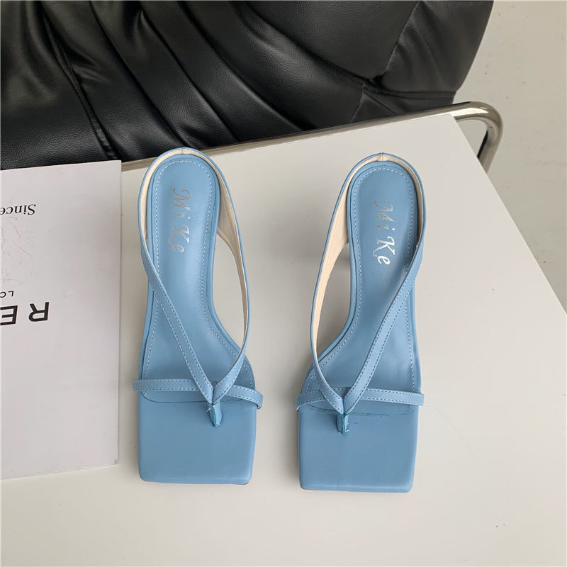 Women's Square Toe Stiletto Flip-Flops Sandals