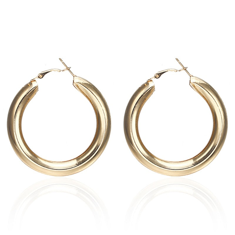Round Alloy Earrings - Minimalist Design