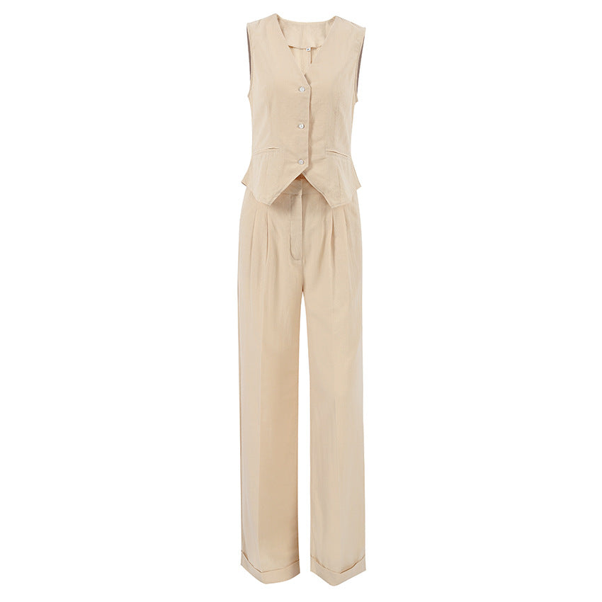 2023 Women's Summer Cotton Linen Two-Piece Set