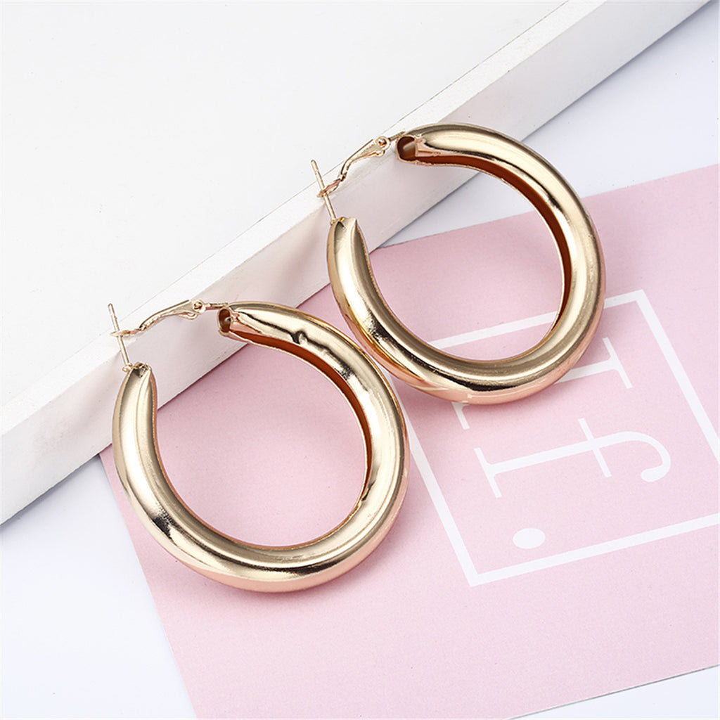 Round Alloy Earrings - Minimalist Design