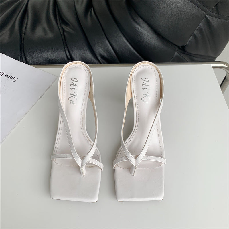 Women's Square Toe Stiletto Flip-Flops Sandals
