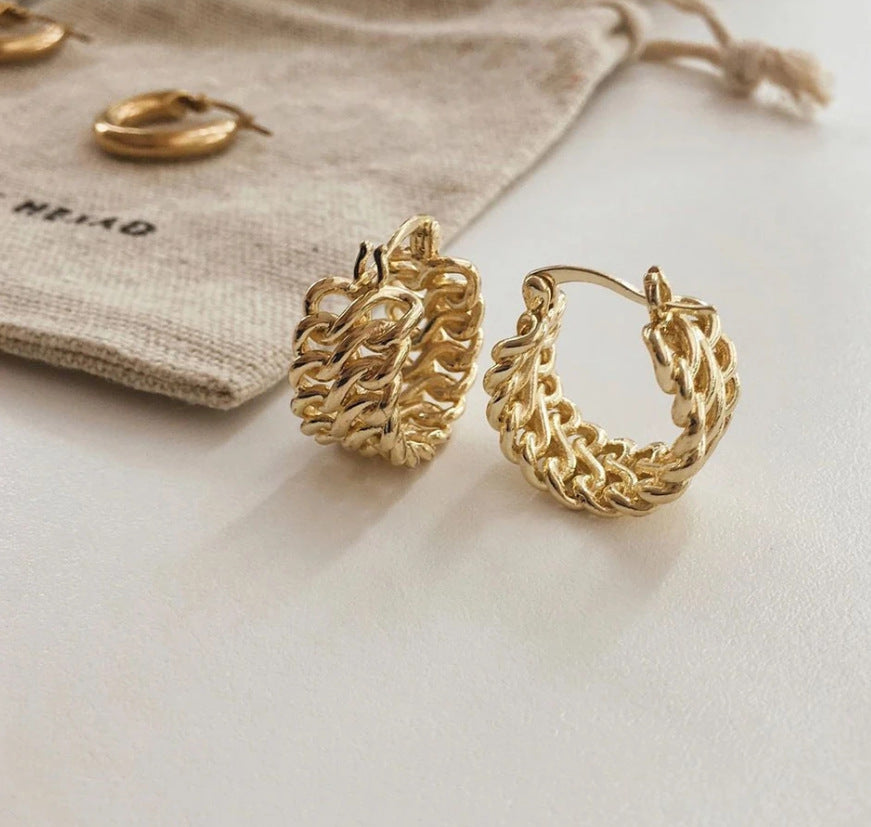 Minimalist Double Layer Geometric Hoop Earrings