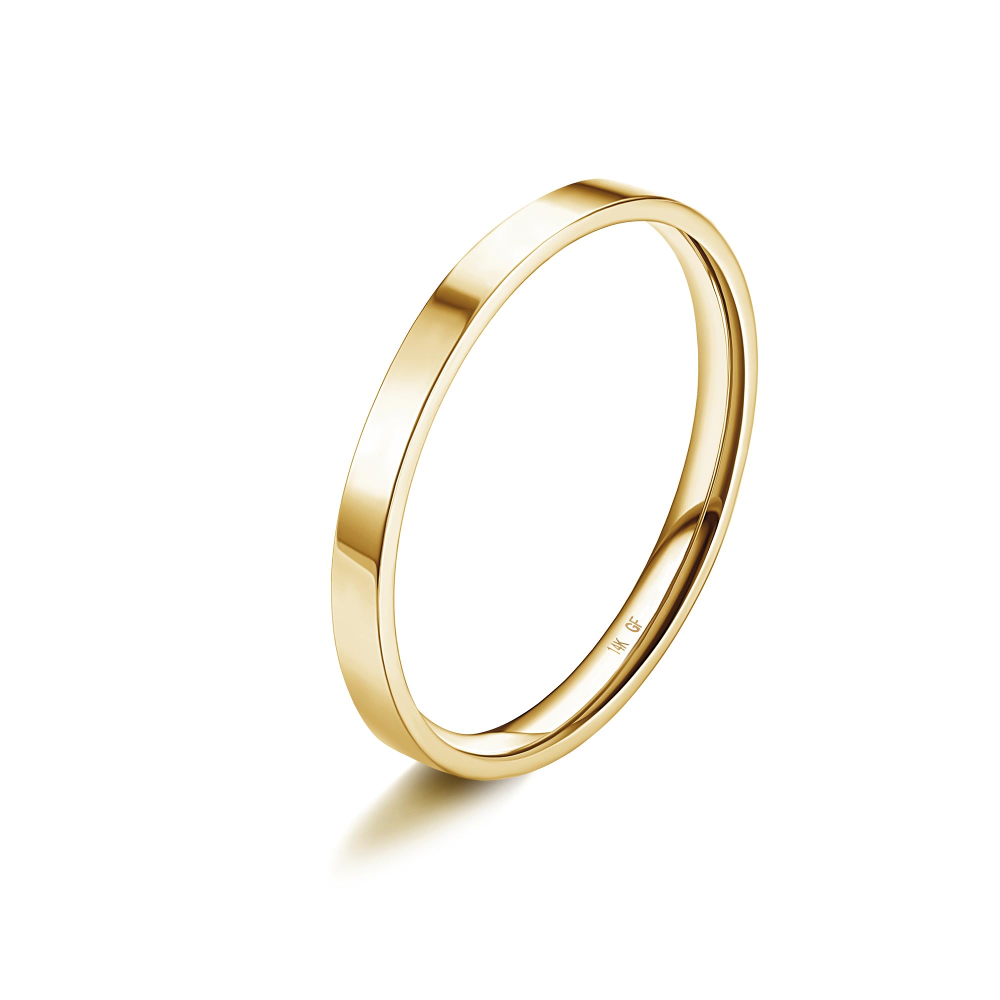 Diamday 2mm 14K Gold Filled Rings for Women High Polish Gold Engagement Rings Wedding Band Ring for Women Men Gold Stackable Band Thumb Pointer Finger Ring Comfort Size 8